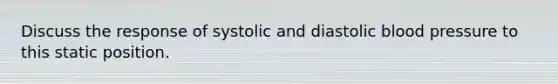 Discuss the response of systolic and diastolic blood pressure to this static position.