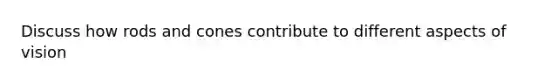 Discuss how rods and cones contribute to different aspects of vision