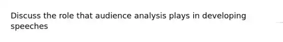 Discuss the role that audience analysis plays in developing speeches