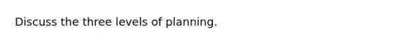 Discuss the three levels of planning.