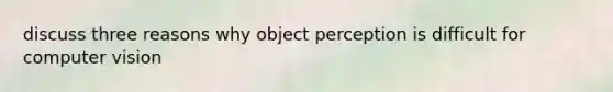 discuss three reasons why object perception is difficult for computer vision