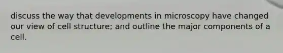 discuss the way that developments in microscopy have changed our view of cell structure; and outline the major components of a cell.