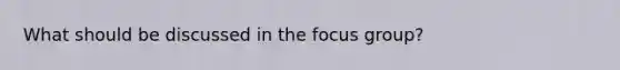 What should be discussed in the focus group?