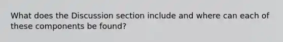 What does the Discussion section include and where can each of these components be found?