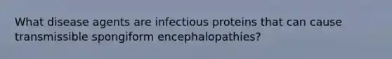 What disease agents are infectious proteins that can cause transmissible spongiform encephalopathies?