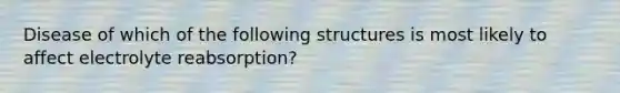 Disease of which of the following structures is most likely to affect electrolyte reabsorption?