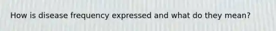 How is disease frequency expressed and what do they mean?