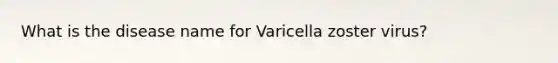 What is the disease name for Varicella zoster virus?