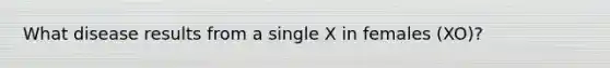 What disease results from a single X in females (XO)?