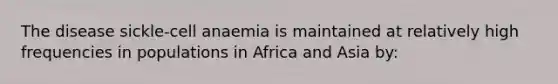 The disease sickle-cell anaemia is maintained at relatively high frequencies in populations in Africa and Asia by: