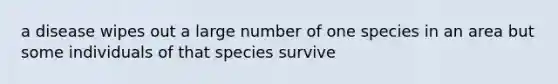 a disease wipes out a large number of one species in an area but some individuals of that species survive