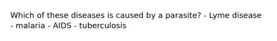 Which of these diseases is caused by a parasite? - Lyme disease - malaria - AIDS - tuberculosis