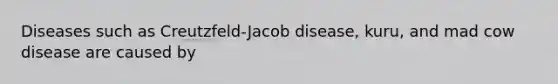 Diseases such as Creutzfeld-Jacob disease, kuru, and mad cow disease are caused by