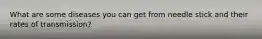 What are some diseases you can get from needle stick and their rates of transmission?