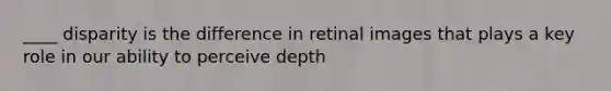 ____ disparity is the difference in retinal images that plays a key role in our ability to perceive depth