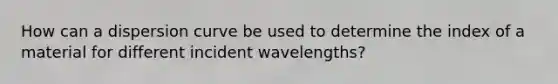 How can a dispersion curve be used to determine the index of a material for different incident wavelengths?