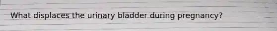 What displaces the urinary bladder during pregnancy?