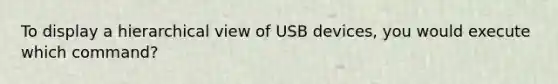 To display a hierarchical view of USB devices, you would execute which command?