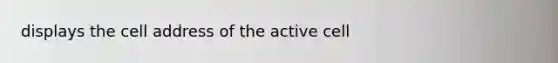 displays the cell address of the active cell