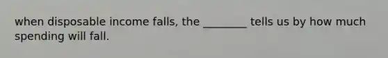 when disposable income falls, the ________ tells us by how much spending will fall.