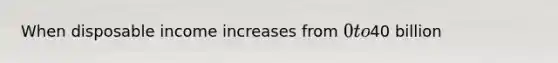 When disposable income increases from​ 0 to ​40 billion