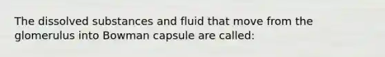 The dissolved substances and fluid that move from the glomerulus into Bowman capsule are called: