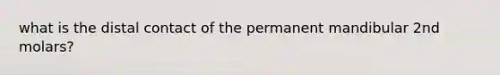 what is the distal contact of the permanent mandibular 2nd molars?