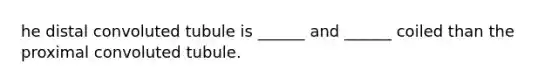 he distal convoluted tubule is ______ and ______ coiled than the proximal convoluted tubule.