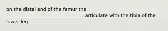 on the distal end of the femur the ________________________________- articulate with the tibia of the lower leg