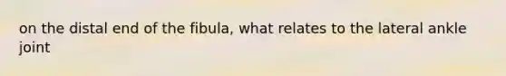 on the distal end of the fibula, what relates to the lateral ankle joint