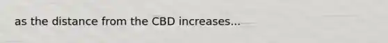 as the distance from the CBD increases...