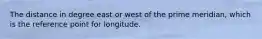 The distance in degree east or west of the prime meridian, which is the reference point for longitude.