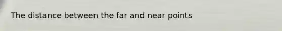 The distance between the far and near points