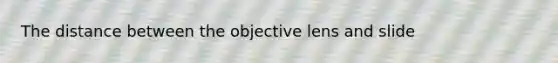 The distance between the objective lens and slide