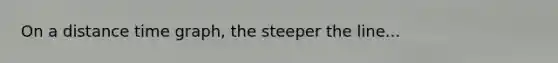 On a distance time graph, the steeper the line...