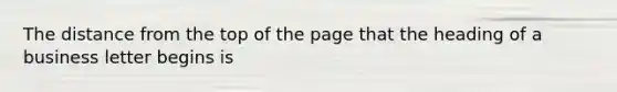 The distance from the top of the page that the heading of a business letter begins is