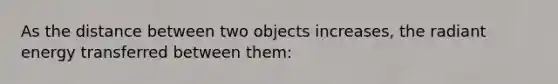 As the distance between two objects increases, the radiant energy transferred between them: