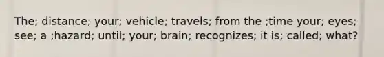 The; distance; your; vehicle; travels; from the ;time your; eyes; see; a ;hazard; until; your; brain; recognizes; it is; called; what?