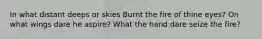 In what distant deeps or skies Burnt the fire of thine eyes? On what wings dare he aspire? What the hand dare seize the fire?