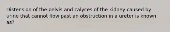 Distension of the pelvis and calyces of the kidney caused by urine that cannot flow past an obstruction in a ureter is known as?