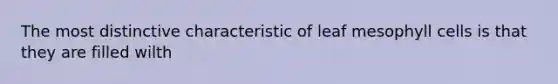 The most distinctive characteristic of leaf mesophyll cells is that they are filled wilth