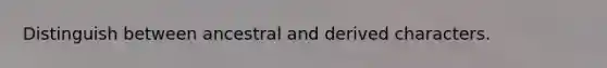 Distinguish between ancestral and derived characters.