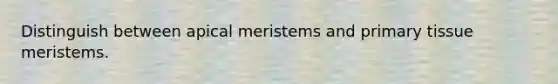 Distinguish between apical meristems and primary tissue meristems.