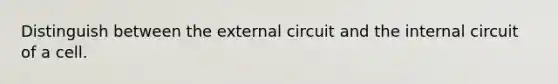 Distinguish between the external circuit and the internal circuit of a cell.