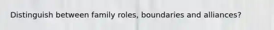 Distinguish between family roles, boundaries and alliances?