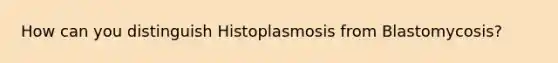 How can you distinguish Histoplasmosis from Blastomycosis?