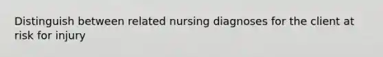 Distinguish between related nursing diagnoses for the client at risk for injury