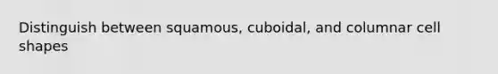 Distinguish between squamous, cuboidal, and columnar cell shapes