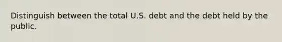 Distinguish between the total U.S. debt and the debt held by the public.