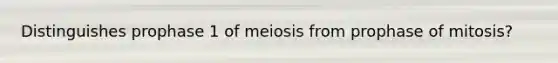 Distinguishes prophase 1 of meiosis from prophase of mitosis?